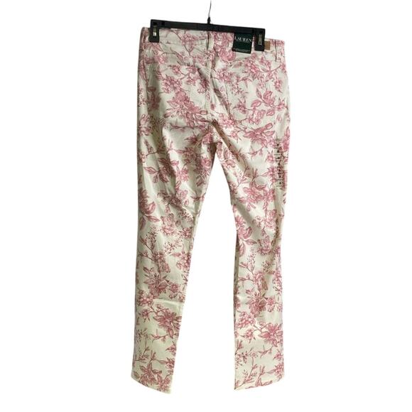 Ralph Lauren Cream Pink Toile Straight Leg Pants NWT Sz 8 - Picture 4 of 4